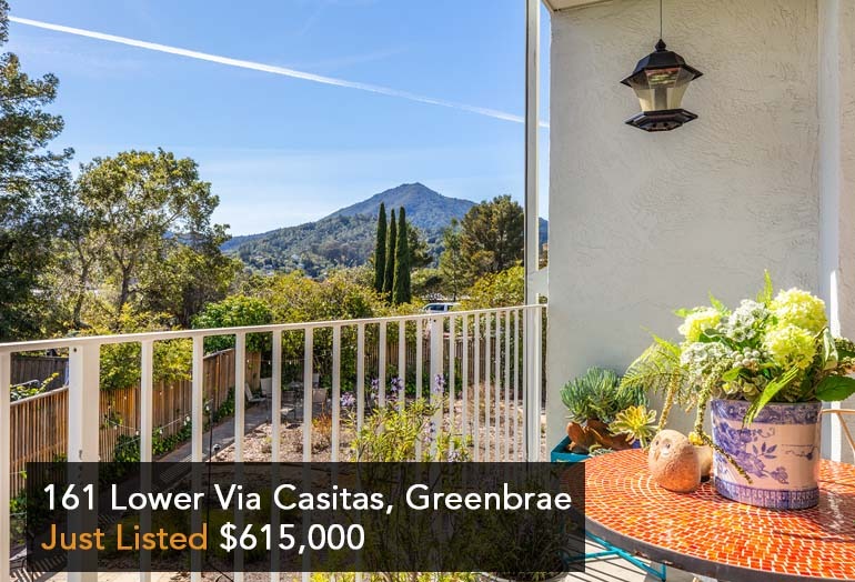 Single level, 2 bedroom, 1 bath sunlit oasis in Greenbrae, CA is move in ready for you to enjoy nearly year-round sunrises and sunsets!