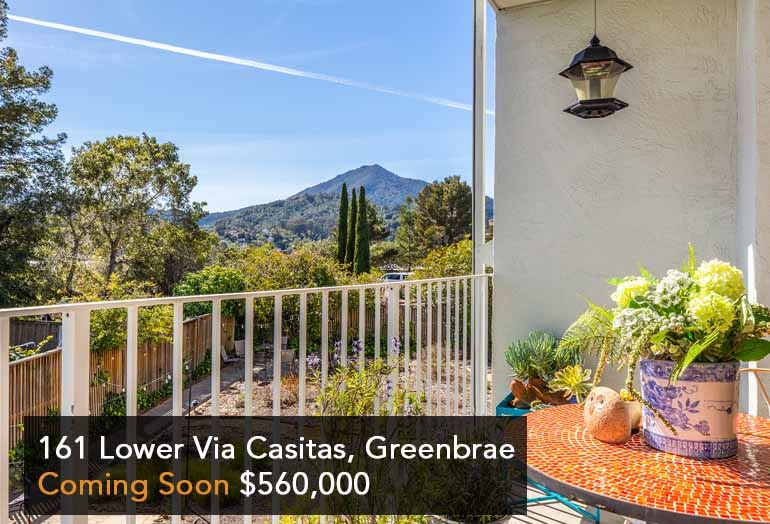 Mt Tam views, nice flooring, deck, and south facing for all day sun - wonderful 2 bedroom Greenbrae condo in a great location.