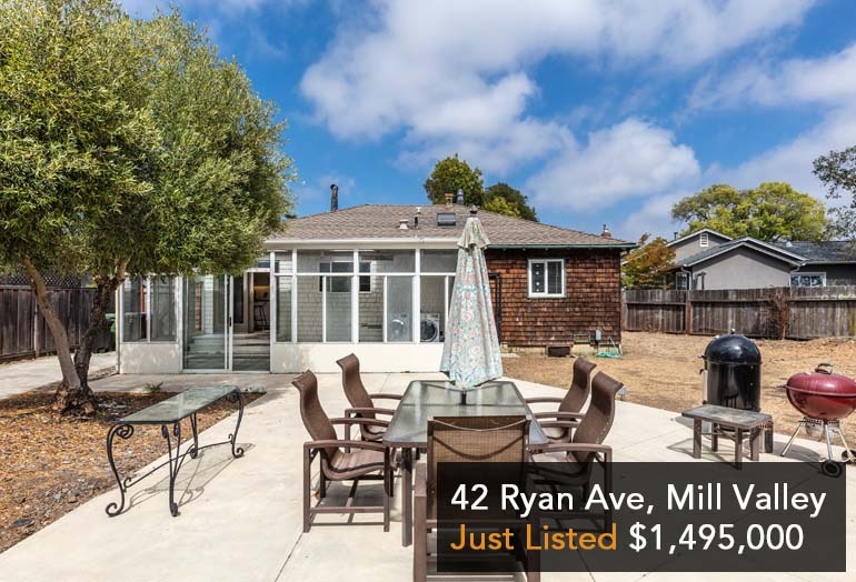 Single level, nice sized lot, as-is or expand per Mill Valley requirements. 2 bed, 1 bath.